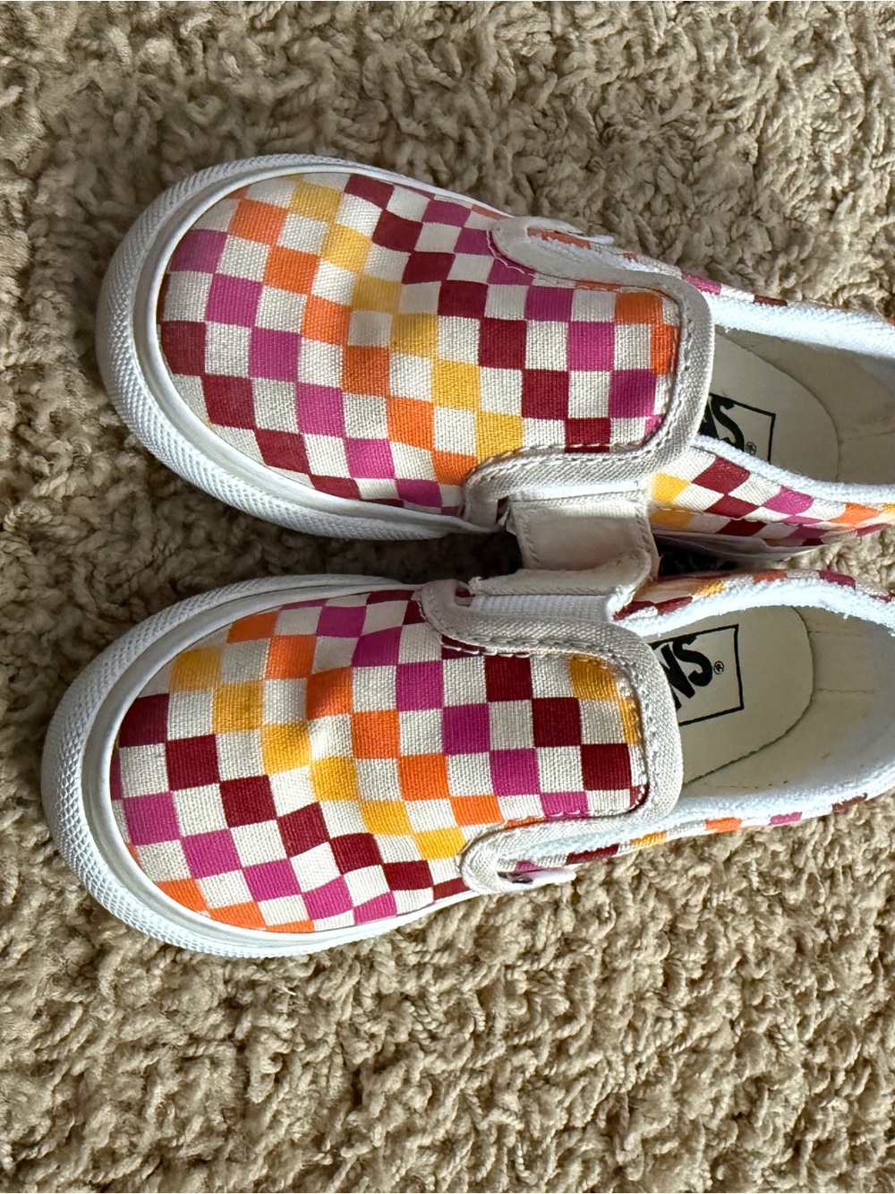 Vans toddler Slip-On Checkerboard Sneakers - Pink, Orange, Yellow